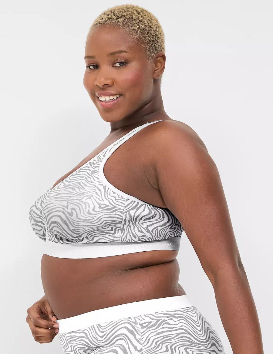 Women Lane Bryant Cotton No-Wire Unlined Bra White | OPB5831DJ