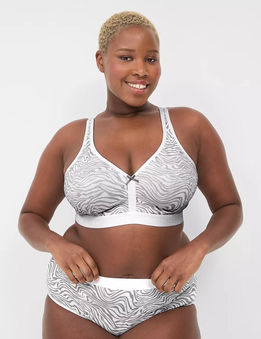 Women Lane Bryant Cotton No-Wire Unlined Bra White | OPB5831DJ
