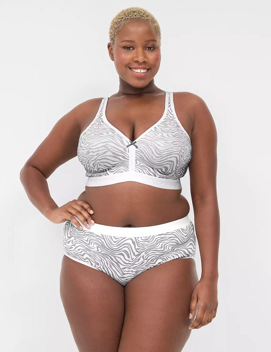 Women Lane Bryant Cotton No-Wire Unlined Bra White | OPB5831DJ
