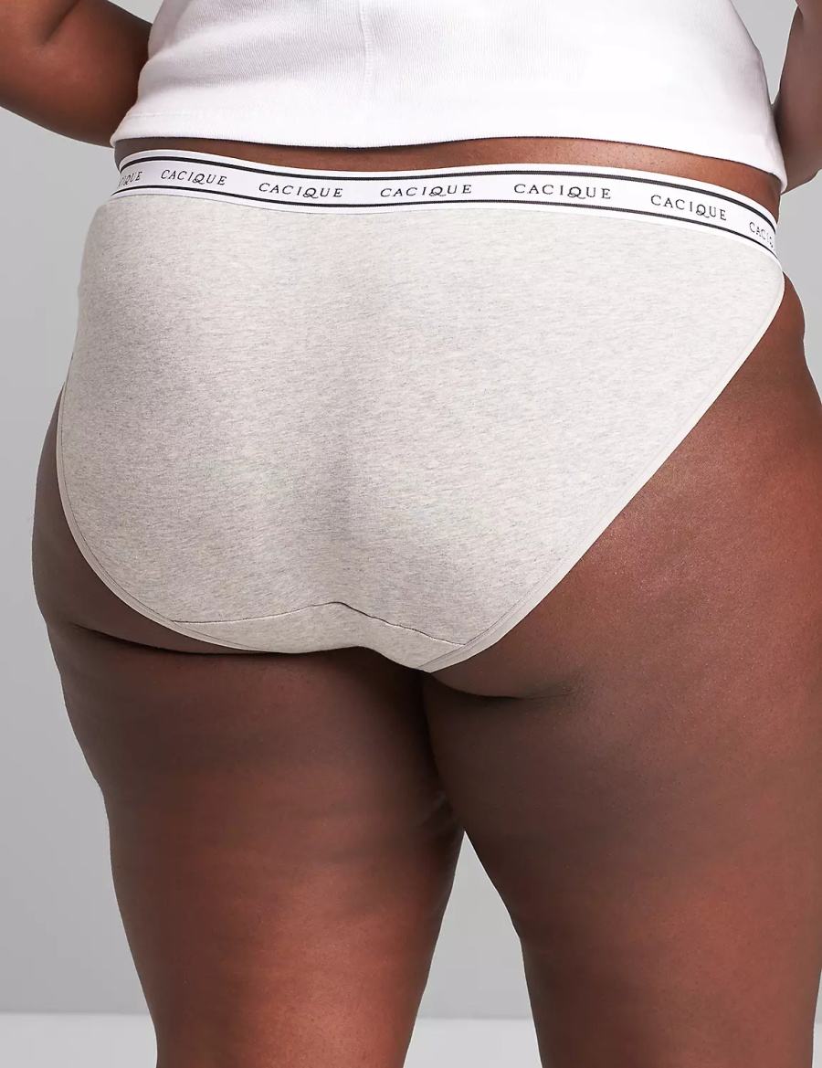 Women Lane Bryant Cotton String with Wide Waistband Bikini Panty Grey | IEB4265AR