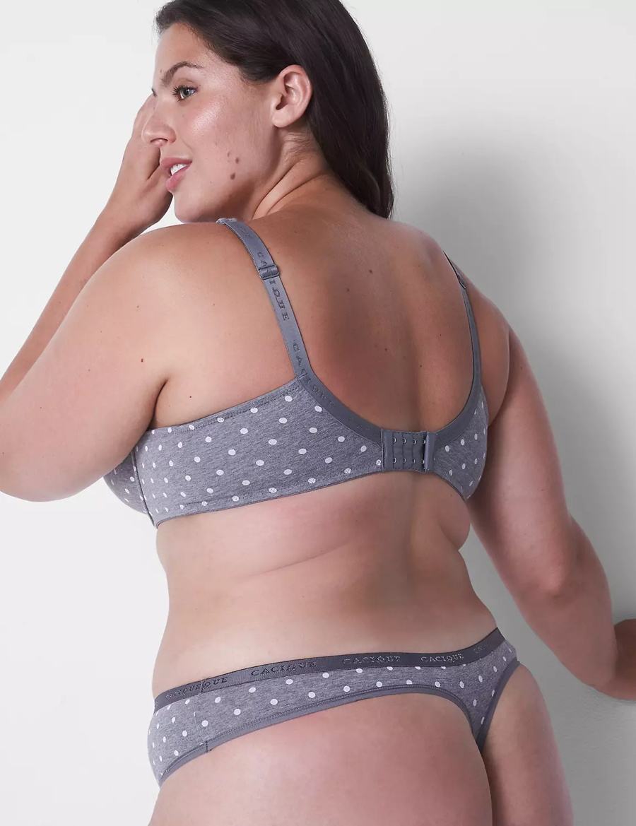 Women Lane Bryant Cotton Thong Panty Grey | AFM5244ME