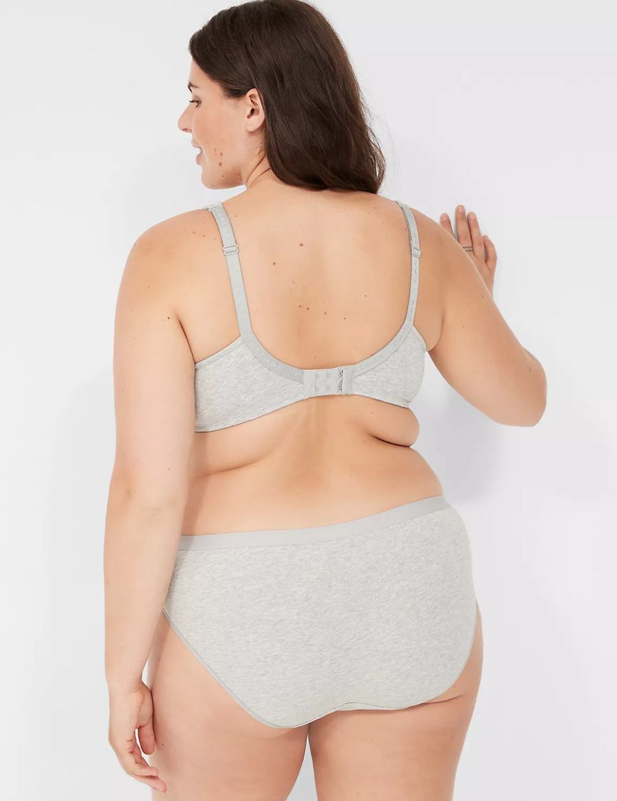 Women Lane Bryant Cotton With Lace Waist Hipster Panty Light Grey | TCH597CV