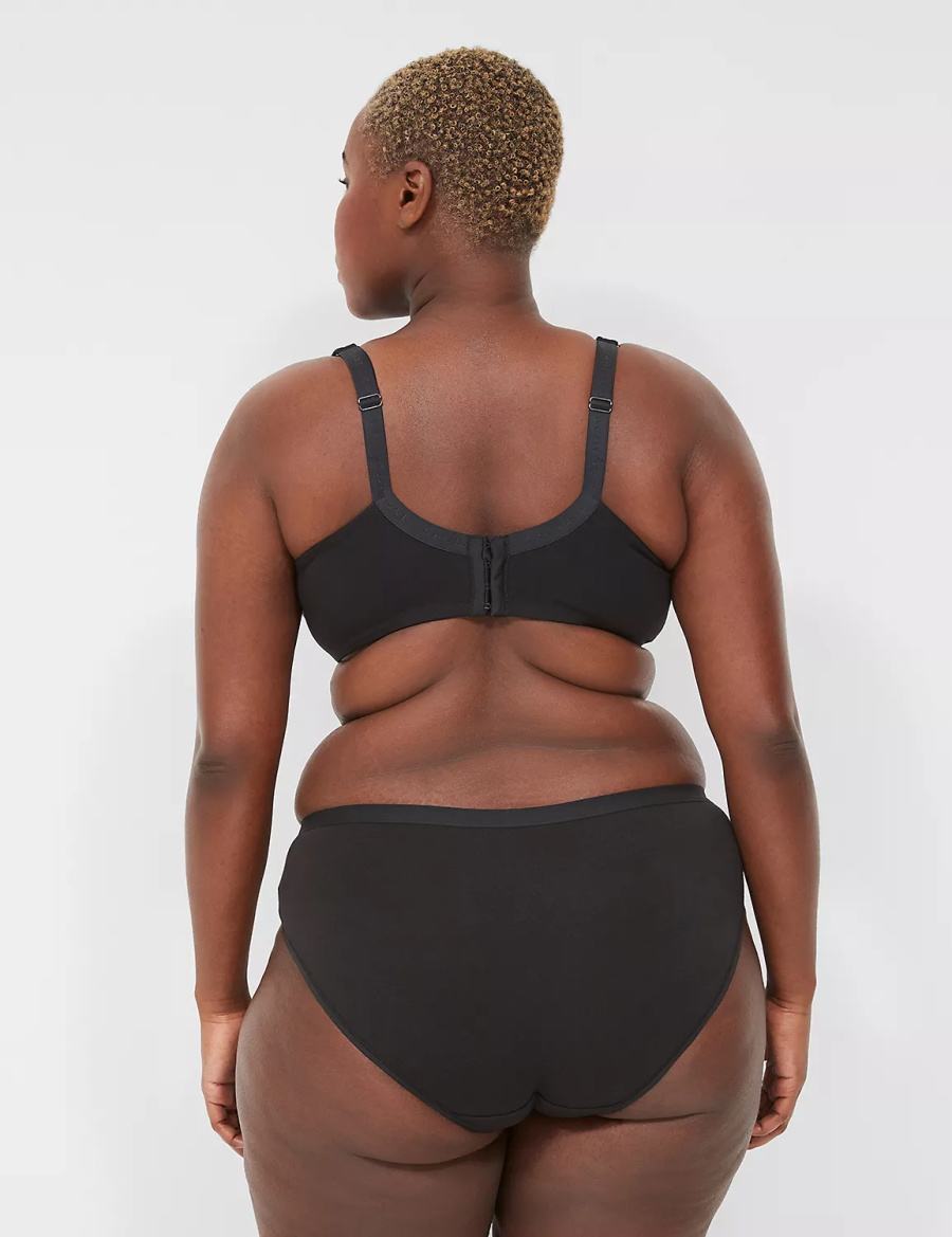 Women Lane Bryant Cotton With Lace Waist Hipster Panty Black | UAQ6472WI