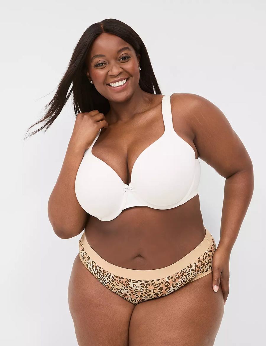 Women Lane Bryant Cotton With Wide Waistband Hipster Panty Beige | QNA65100FF