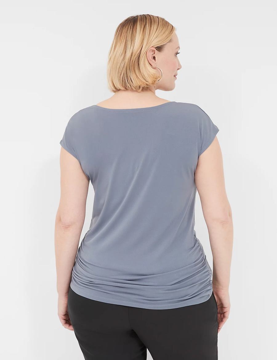 Women Lane Bryant Cowlneck Shirred-Side Top T Shirts Grey | LTC653AD