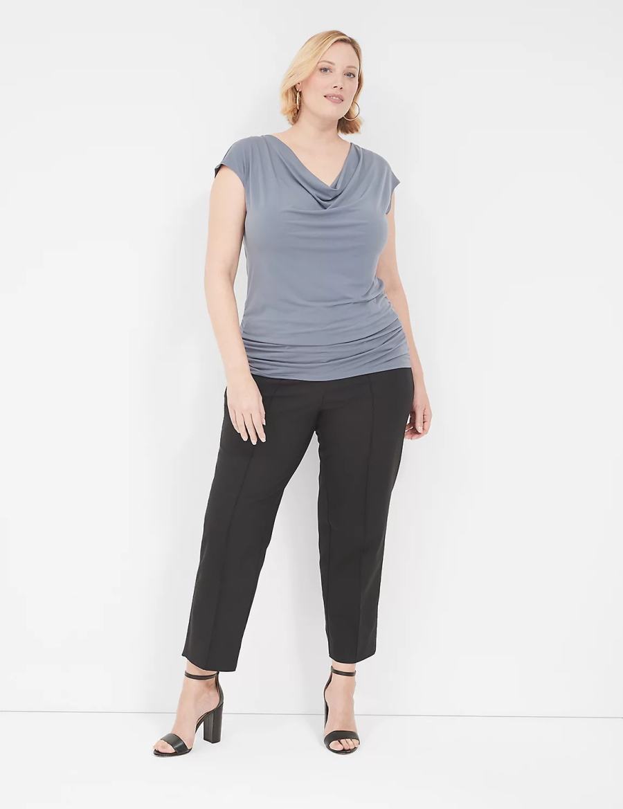 Women Lane Bryant Cowlneck Shirred-Side Top T Shirts Grey | LTC653AD