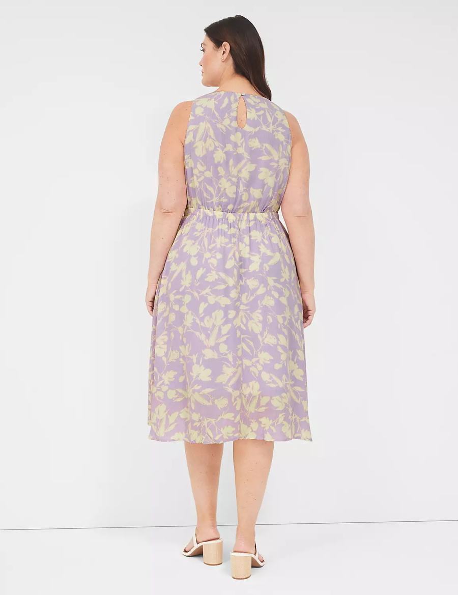Women Lane Bryant Crew-Neck Fit & Flare Midi Dress Purple | JBN4718UU