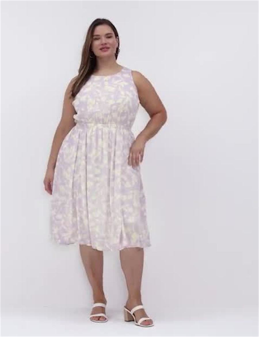 Women Lane Bryant Crew-Neck Fit & Flare Midi Dress Purple | JBN4718UU