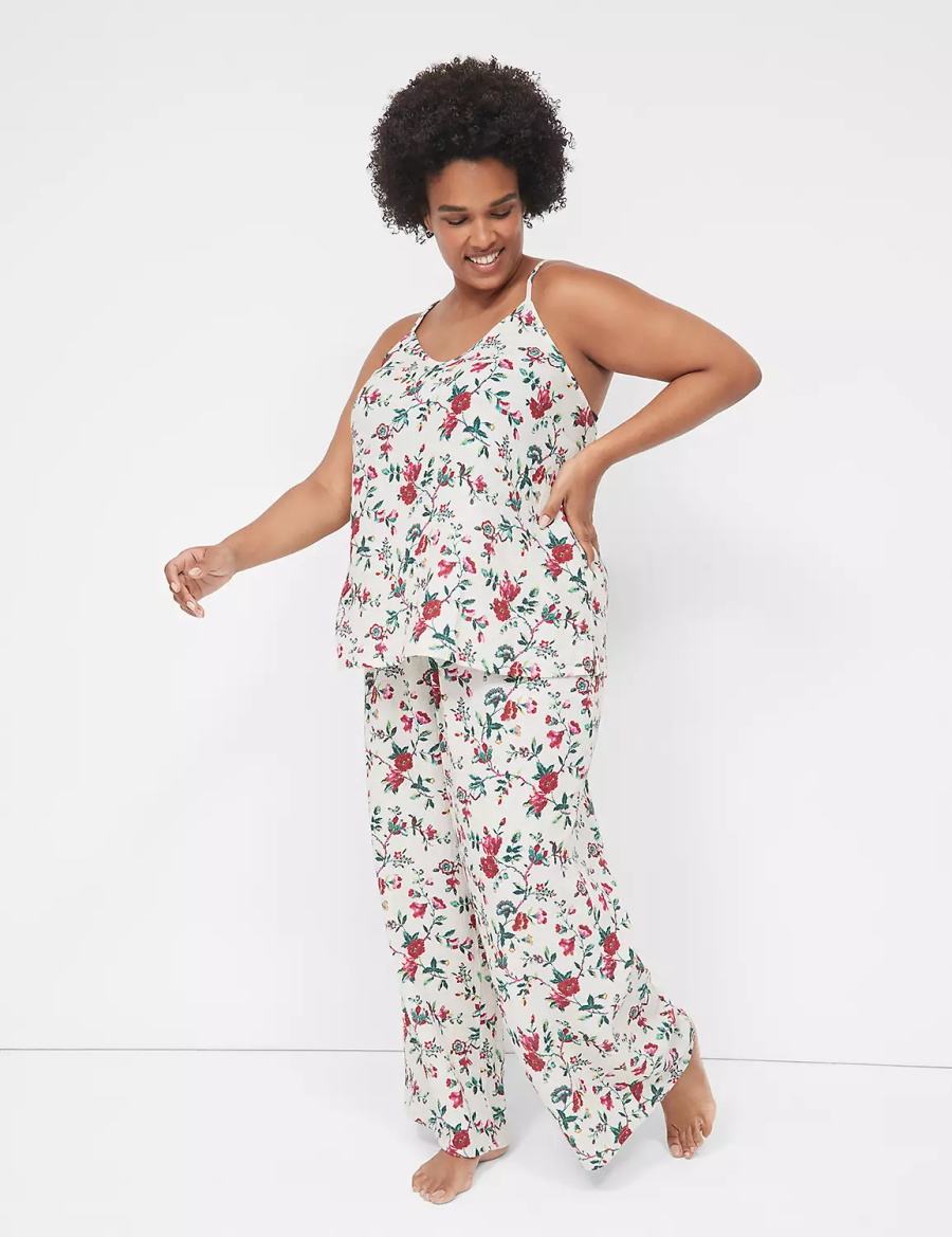 Women Lane Bryant Crinkle Woven Sleep Cami Tanks White Multicolor | GXB1043XD