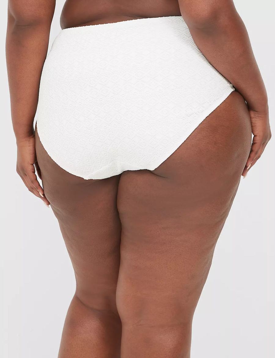 Women Lane Bryant Crochet Mid-Rise Swim Briefs White | PPH4540GJ