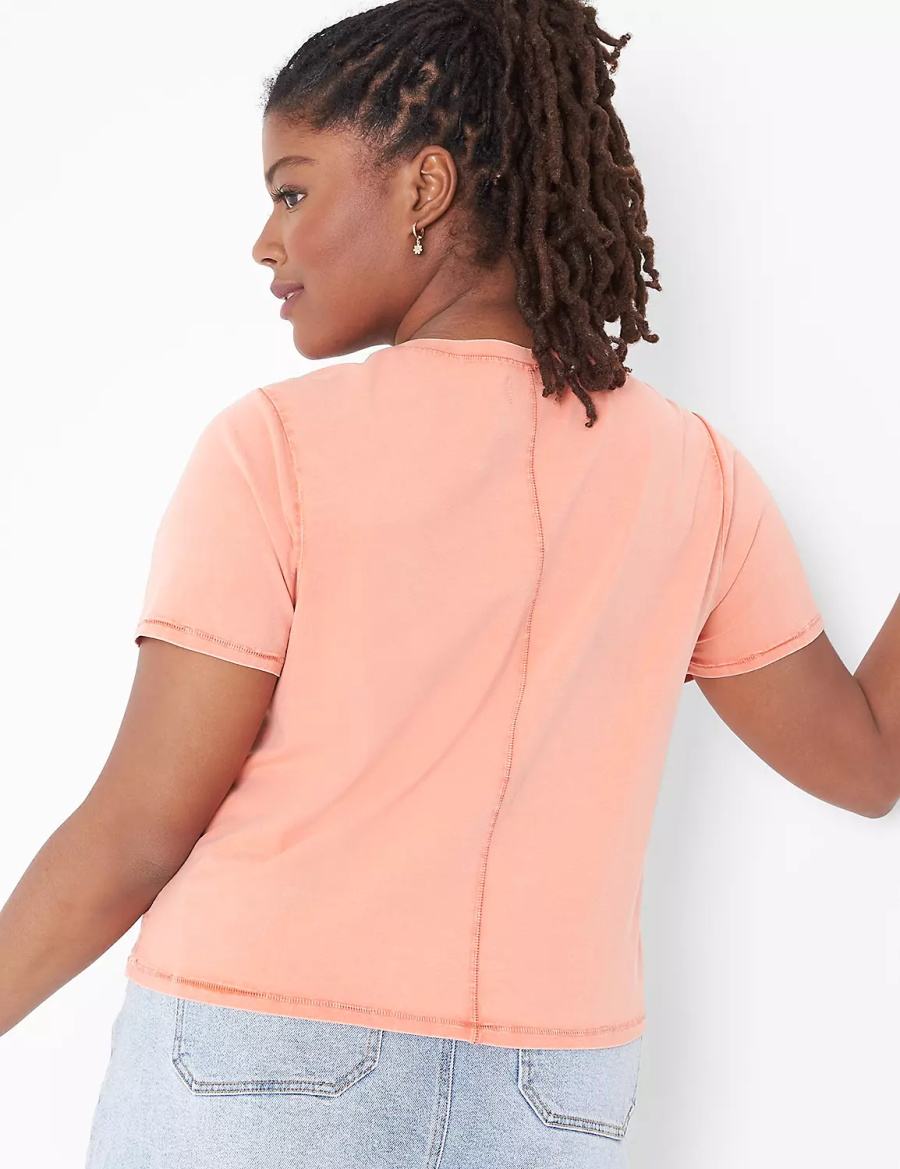 Women Lane Bryant Crop Crew-Neck Washed Tee T Shirts Orange | QSC3587AM