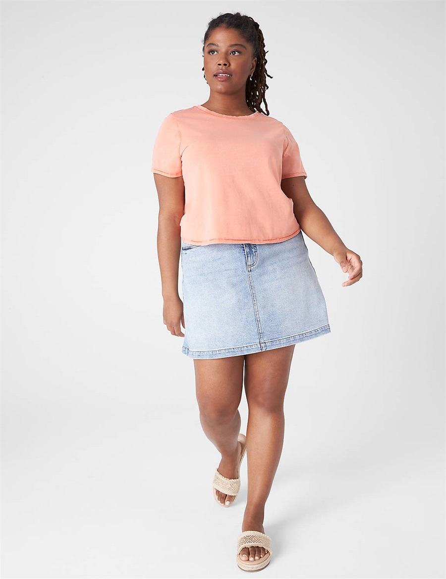 Women Lane Bryant Crop Crew-Neck Washed Tee T Shirts Orange | QSC3587AM