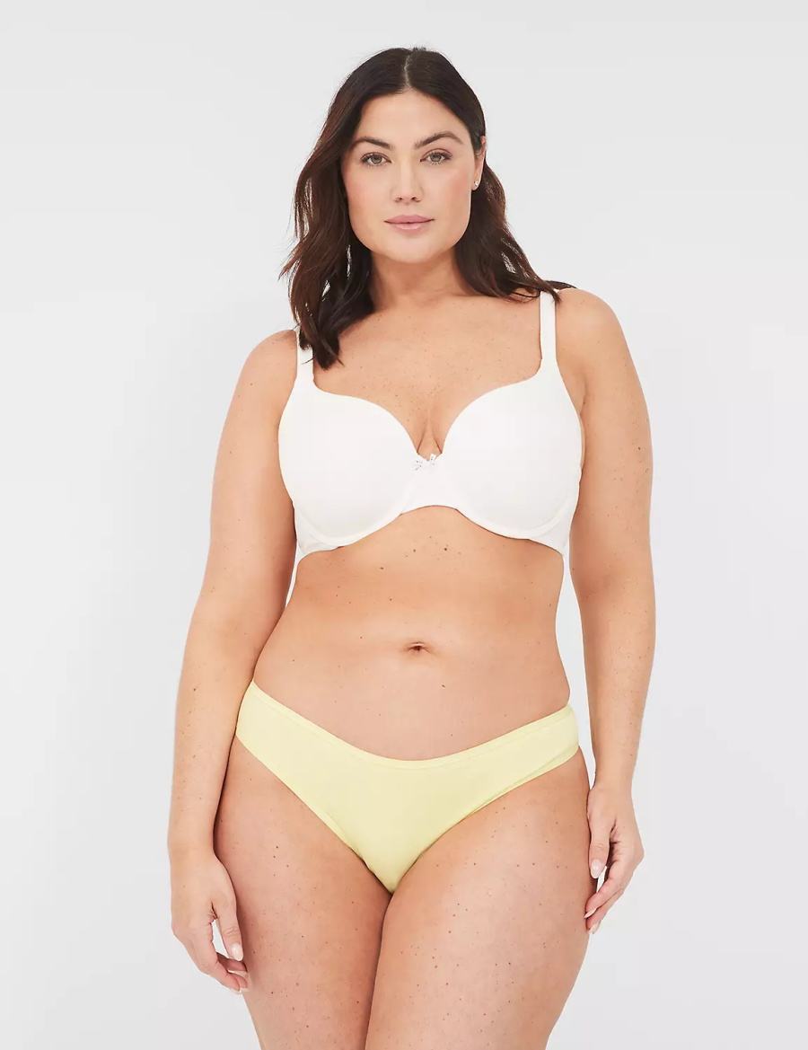 Women Lane Bryant Crush Cotton Dipped Tanga Briefs Yellow | BSV652FH