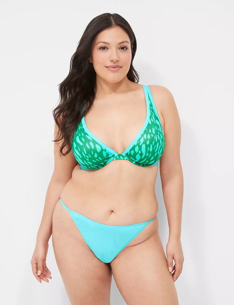Women Lane Bryant Crush Cotton G-String Briefs Turquoise | GTD7578OS