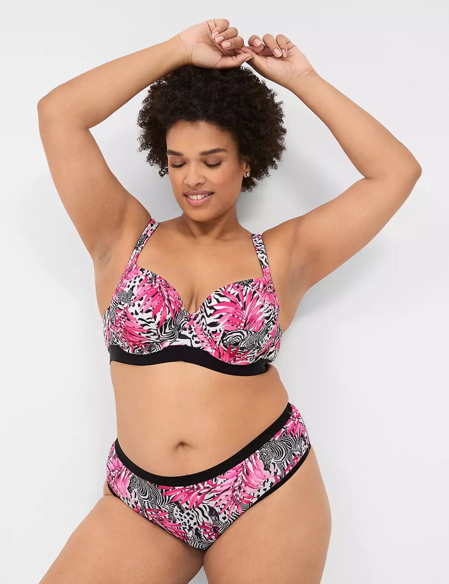 Women Lane Bryant Crush Microfiber Ruched-Back Cheeky Panty Pink | YGX8174YI