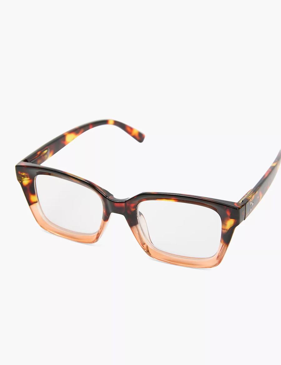 Women Lane Bryant Crystal Tortoiseshell & Tan Reading Glasses Brown | MRI364IL