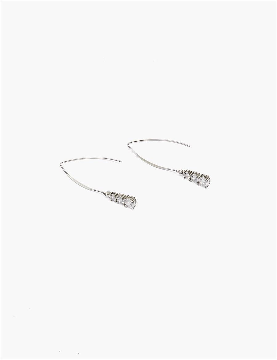 Women Lane Bryant Crystal Wire Drop Earrings Silver | IRT3615ZA