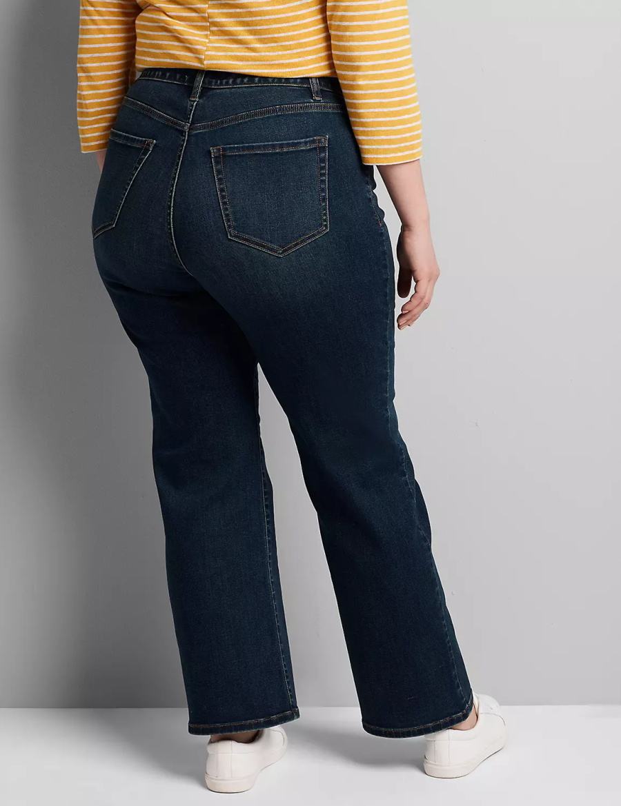 Women Lane Bryant Curvy Fit High-Rise Boot Jeans Dark Blue | IHL8254HD