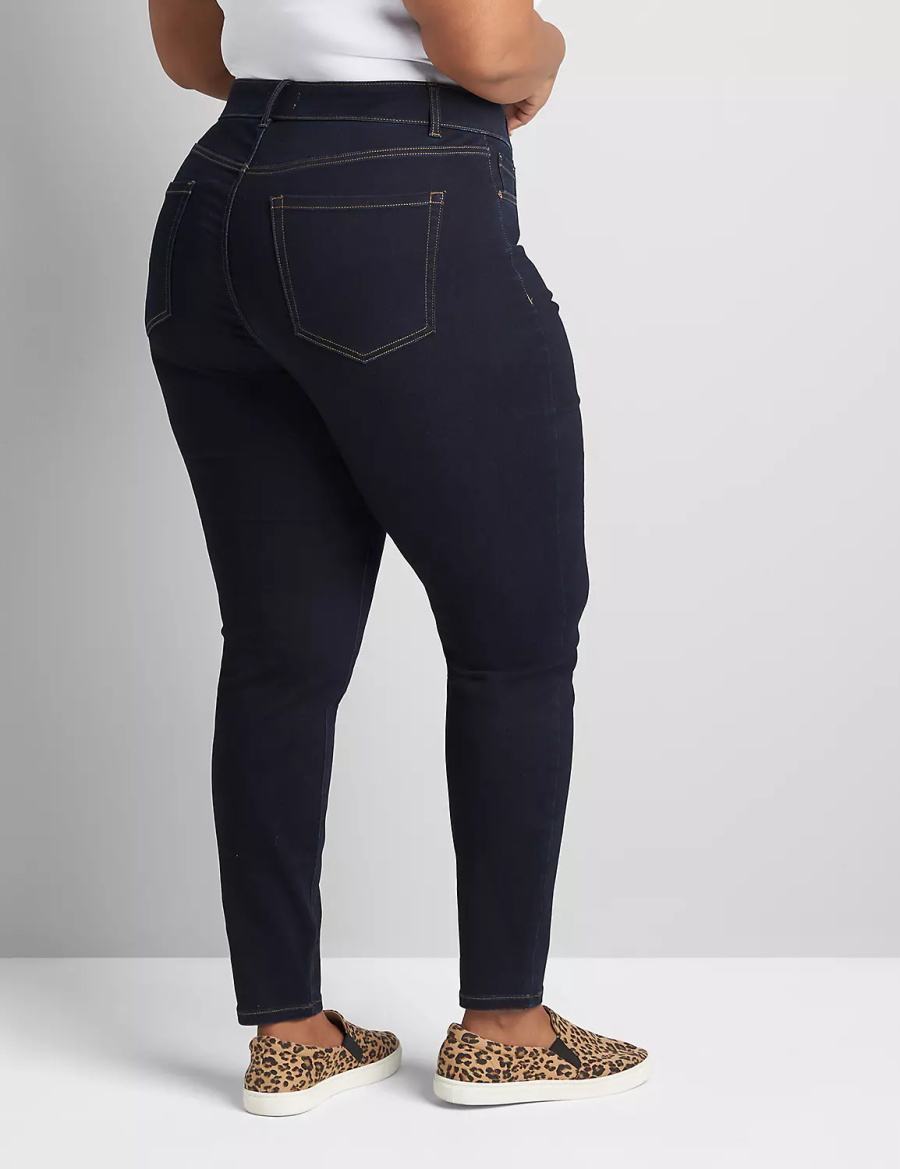 Women Lane Bryant Curvy Fit High-Rise Sateen Skinny Jeans Dark Blue | EFX6244KT