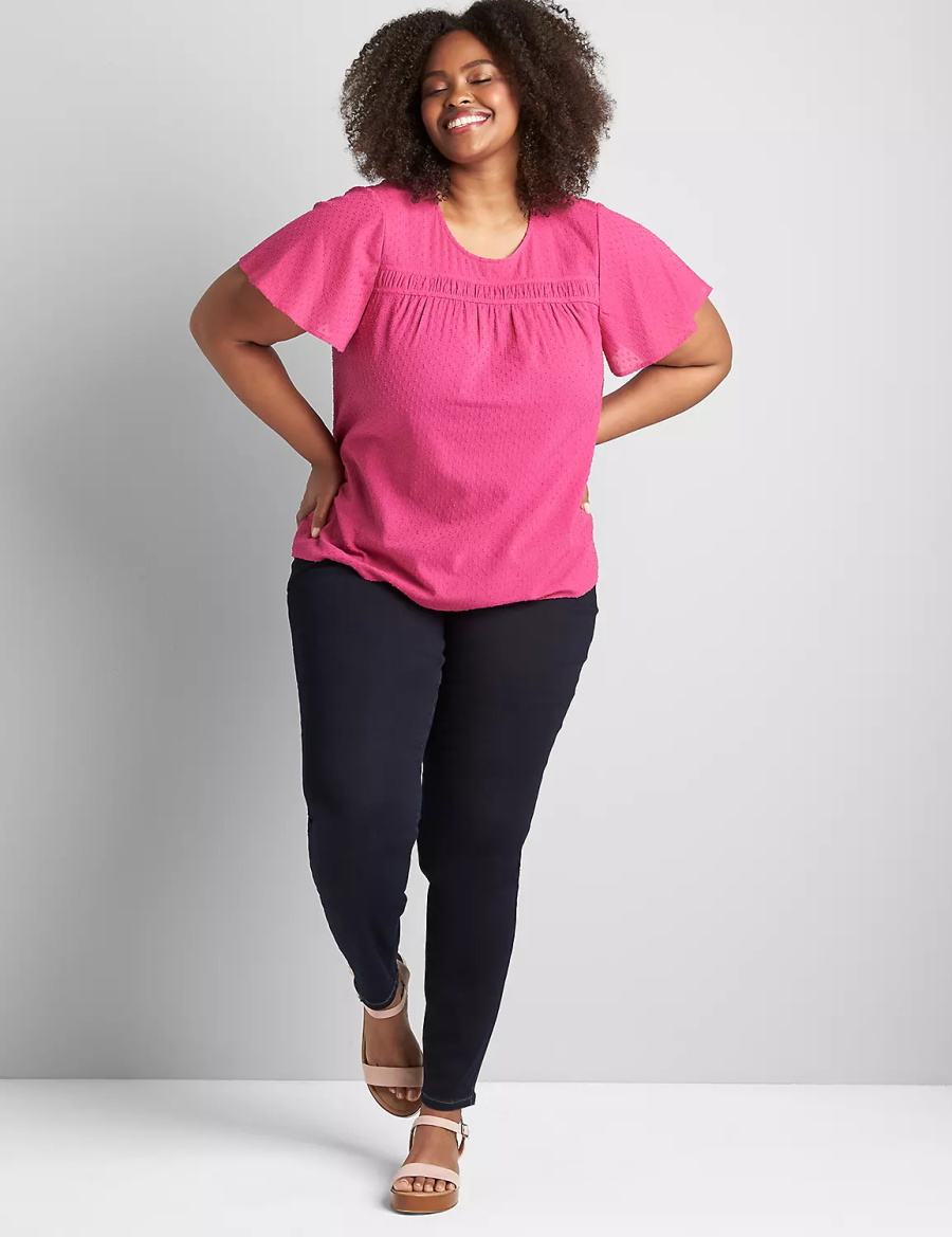 Women Lane Bryant Curvy Fit High-Rise Sateen Skinny Jeans Dark Blue | EFX6244KT
