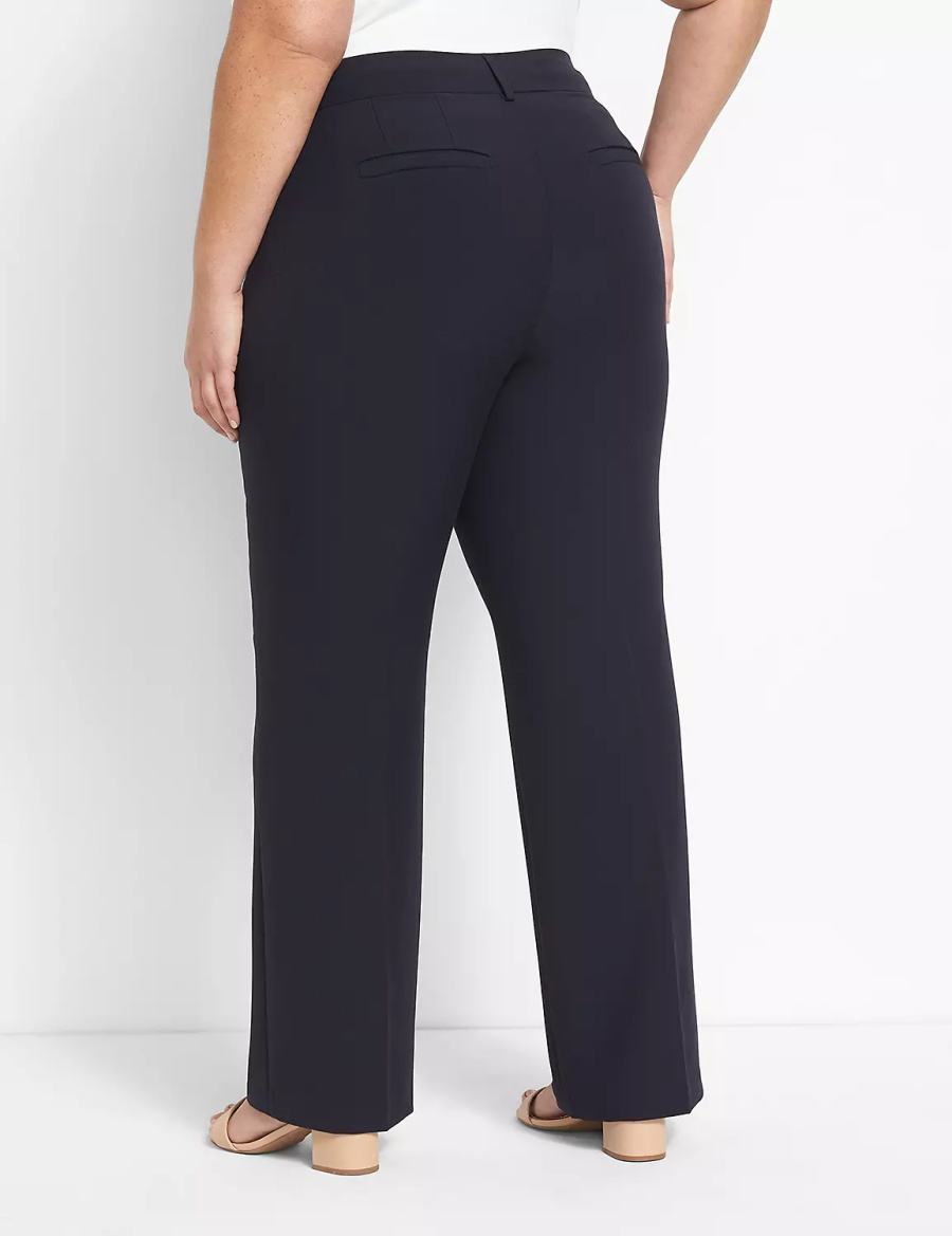 Women Lane Bryant Curvy Fit Perfect Drape Straight Pants Blue | DIN783OP