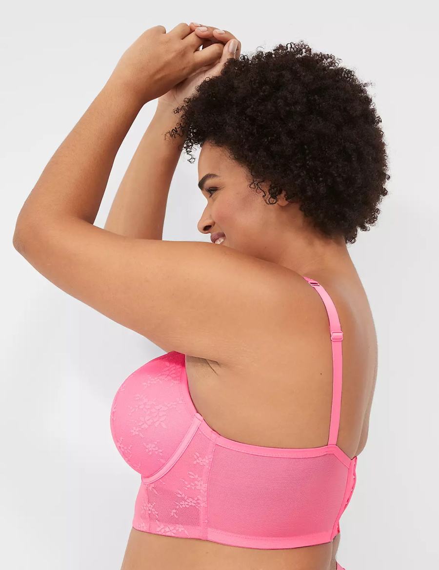 Women Lane Bryant Delicate Lace Lightly Lined Demi Corset Bralettes Pink | GIP3914CK