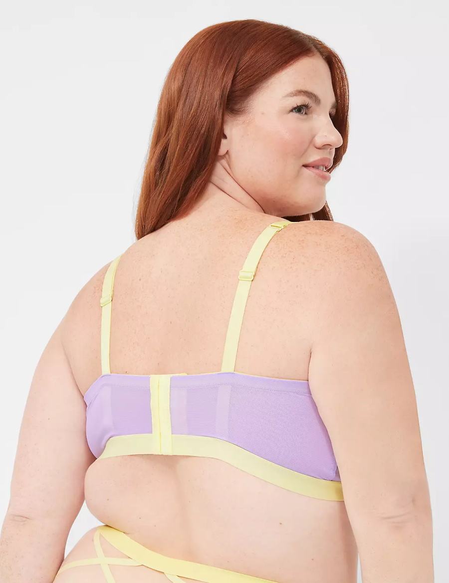 Women Lane Bryant Delicate Lace Peek-A-Boo No-Wire Bralettes Purple | MQB6030IY