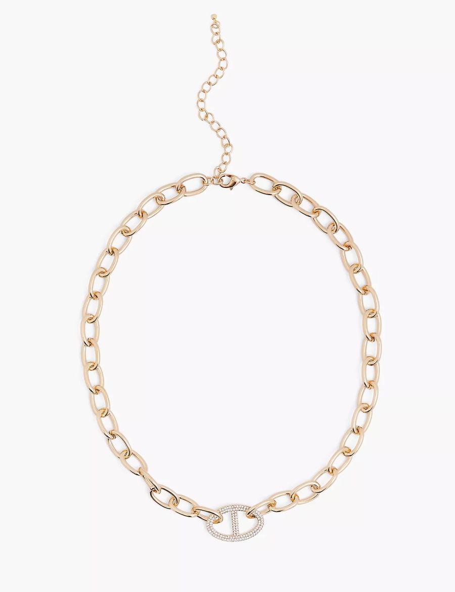 Women Lane Bryant Demi-Fine Pave Chain Necklace Gold | RGN752MH