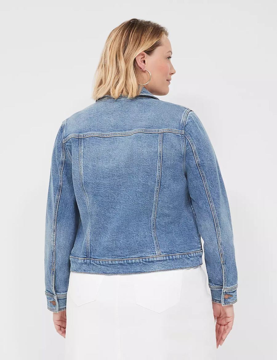 Women Lane Bryant Denim Jackets Blue | OYO2373NL