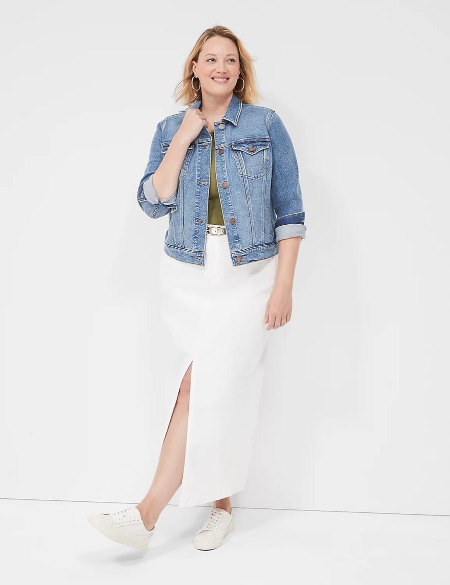 Women Lane Bryant Denim Jackets Blue | OYO2373NL