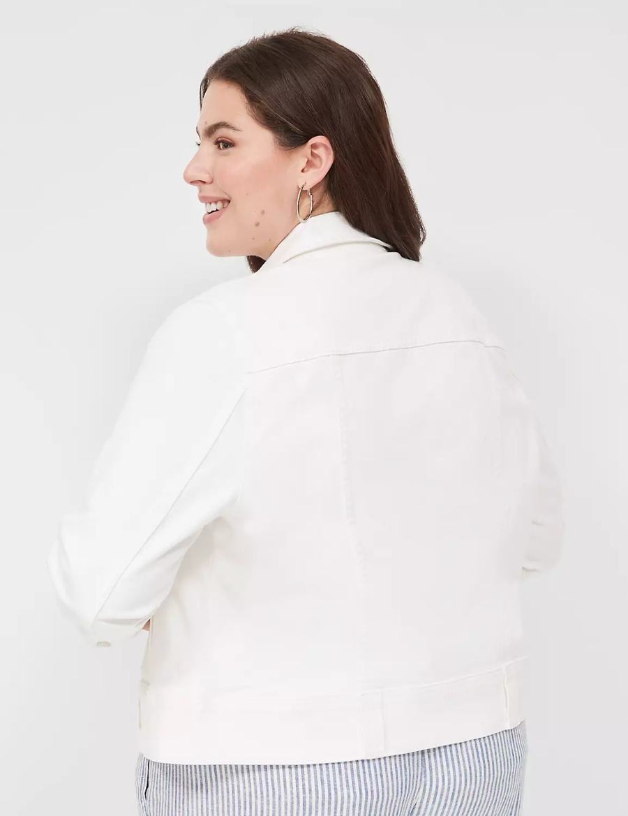 Women Lane Bryant Denim Jackets White | DRE5379AQ