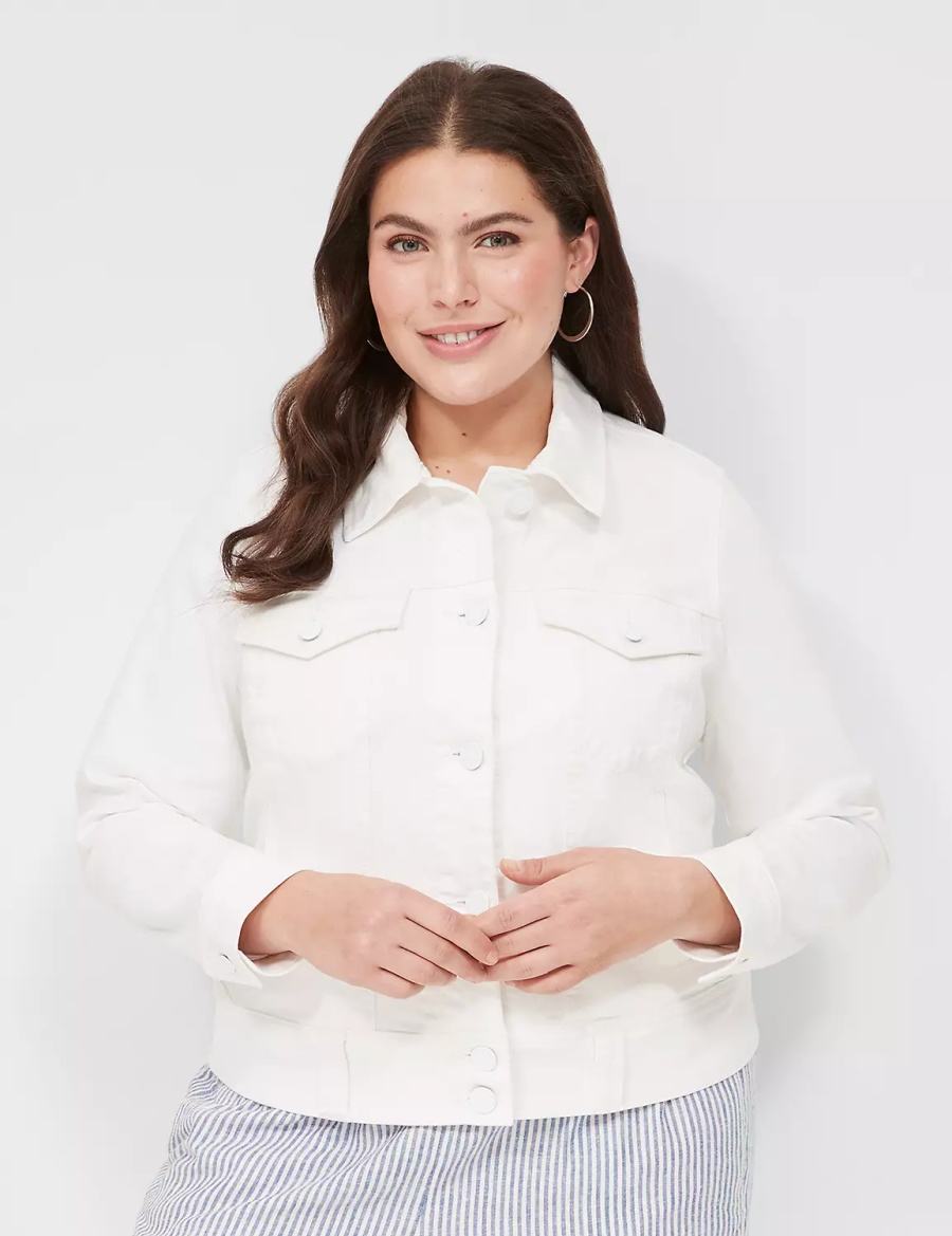 Women Lane Bryant Denim Jackets White | DRE5379AQ