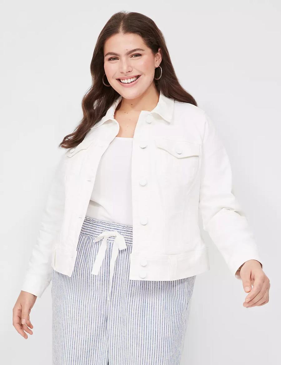 Women Lane Bryant Denim Jackets White | DRE5379AQ