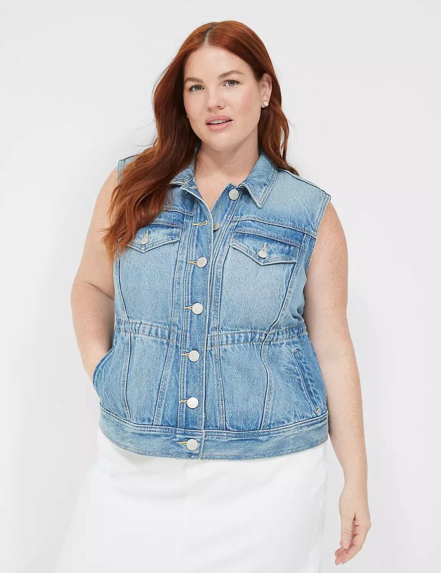 Women Lane Bryant Denim Vest Blue | RAC4595AL