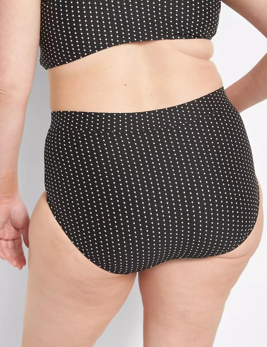 Women Lane Bryant Dot Texture Swim Briefs Black | ALW1247QH