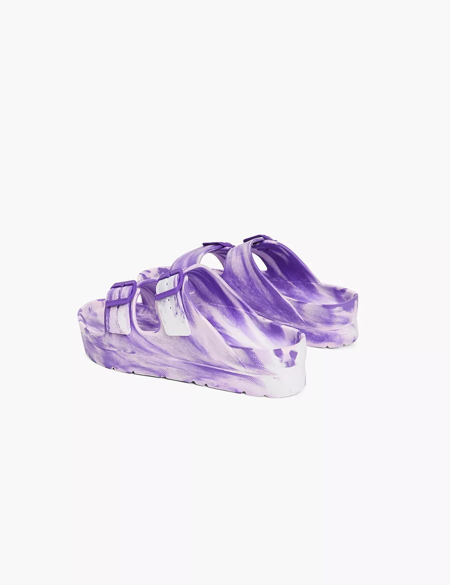 Women Lane Bryant Double-Band Slide Sandals Purple | PJZ2821YJ