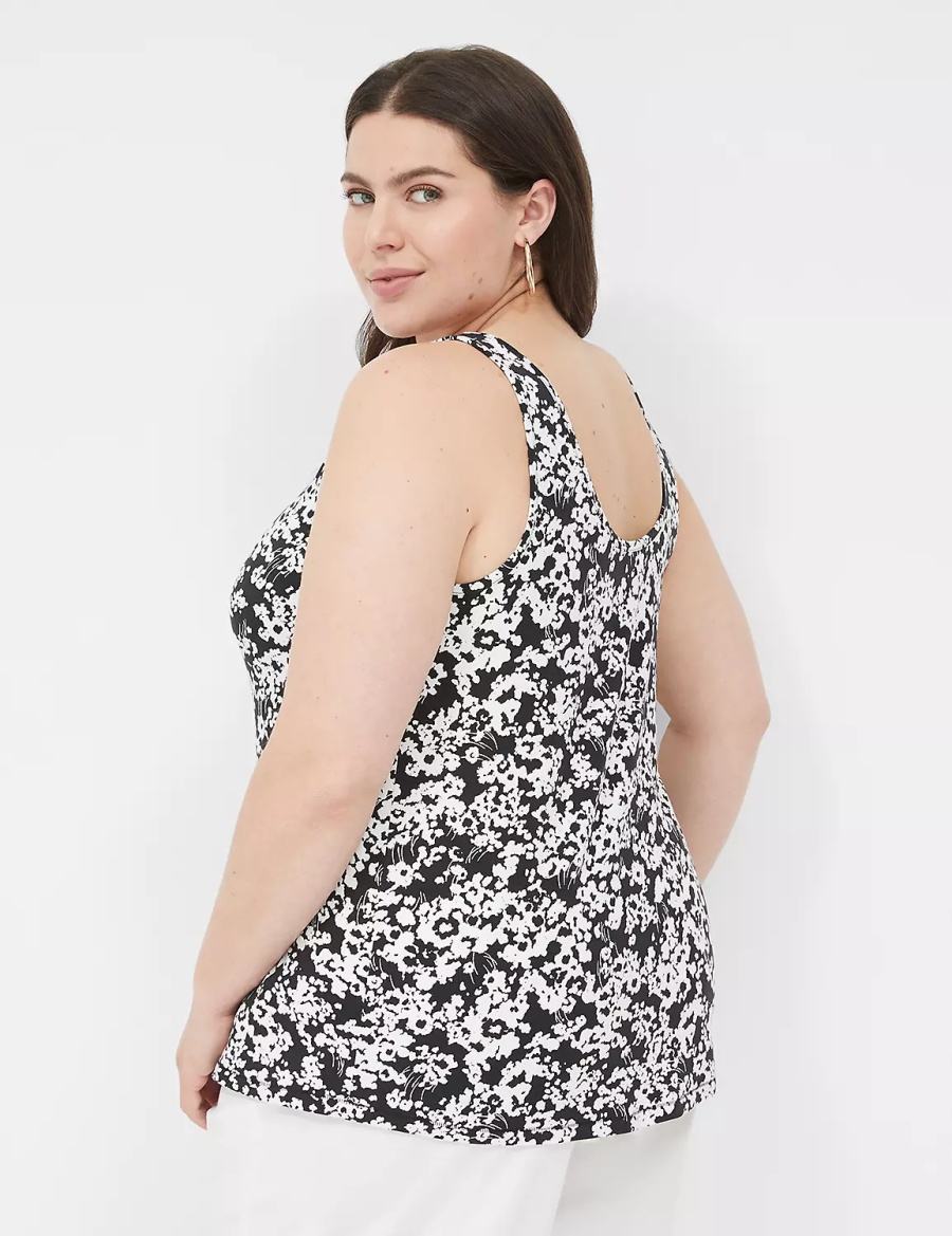 Women Lane Bryant Double Scoop Tank Top Black | QBN880BD