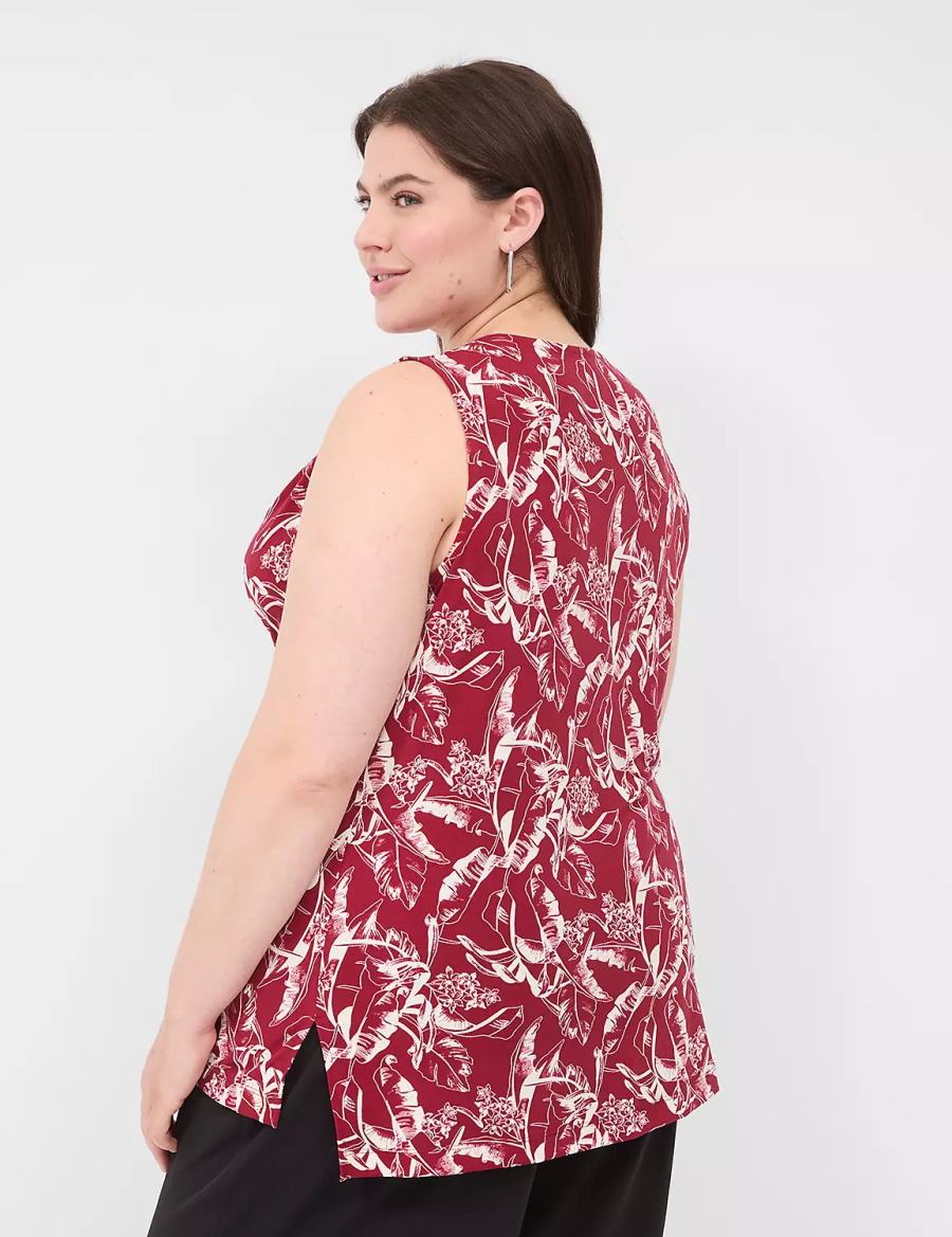 Women Lane Bryant Drape-Neck Shell T Shirts Burgundy | XGG7176AE