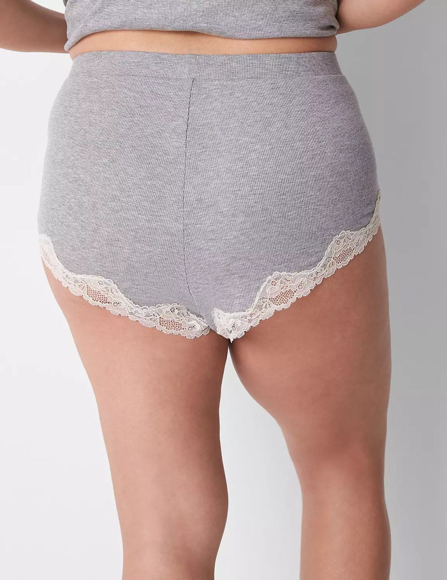Women Lane Bryant Drapey Rib Sleep Cheeky Shorts Light Grey | GFK4347BZ