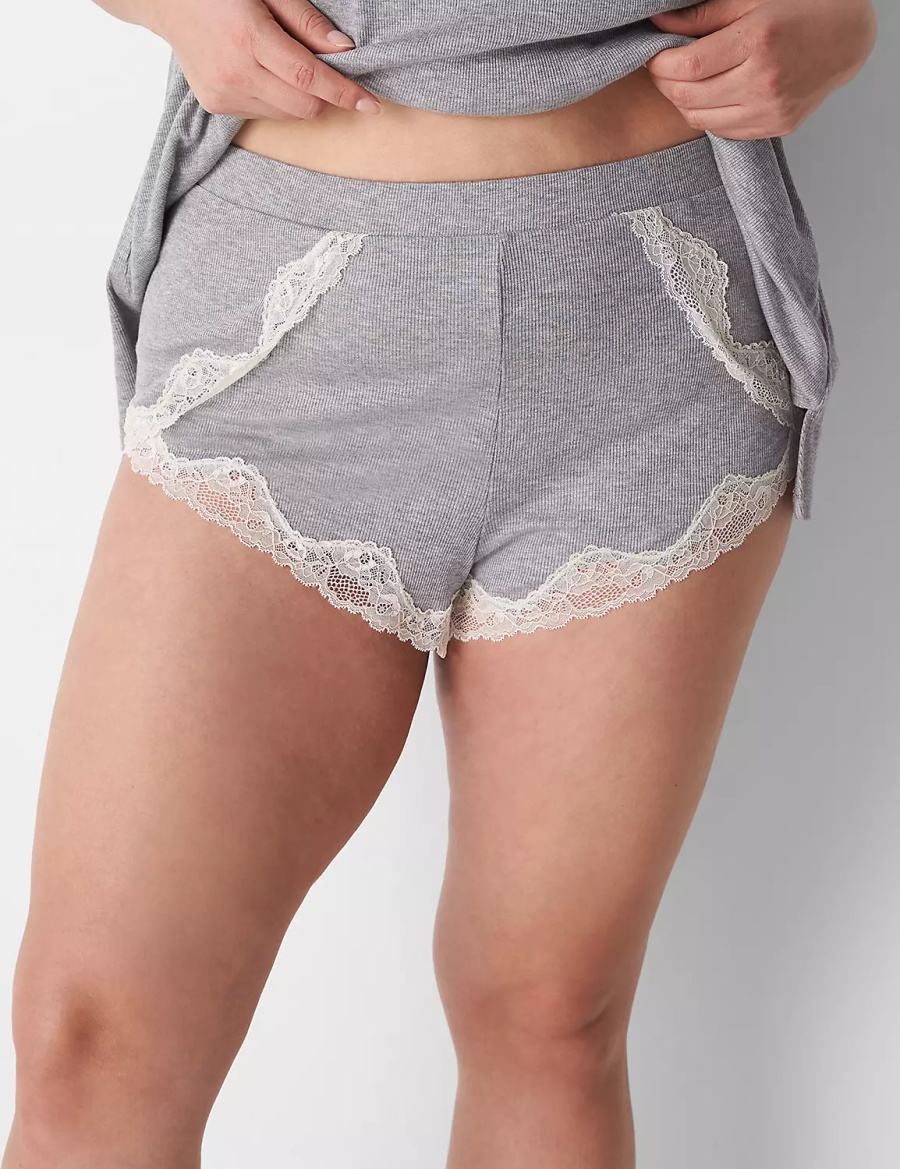 Women Lane Bryant Drapey Rib Sleep Cheeky Shorts Light Grey | GFK4347BZ