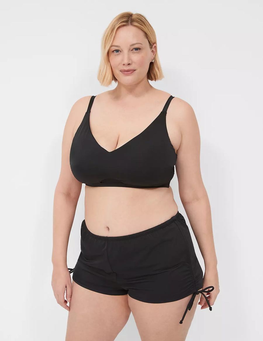 Women Lane Bryant Drawstring Swim Skirts Black | GII8512VG