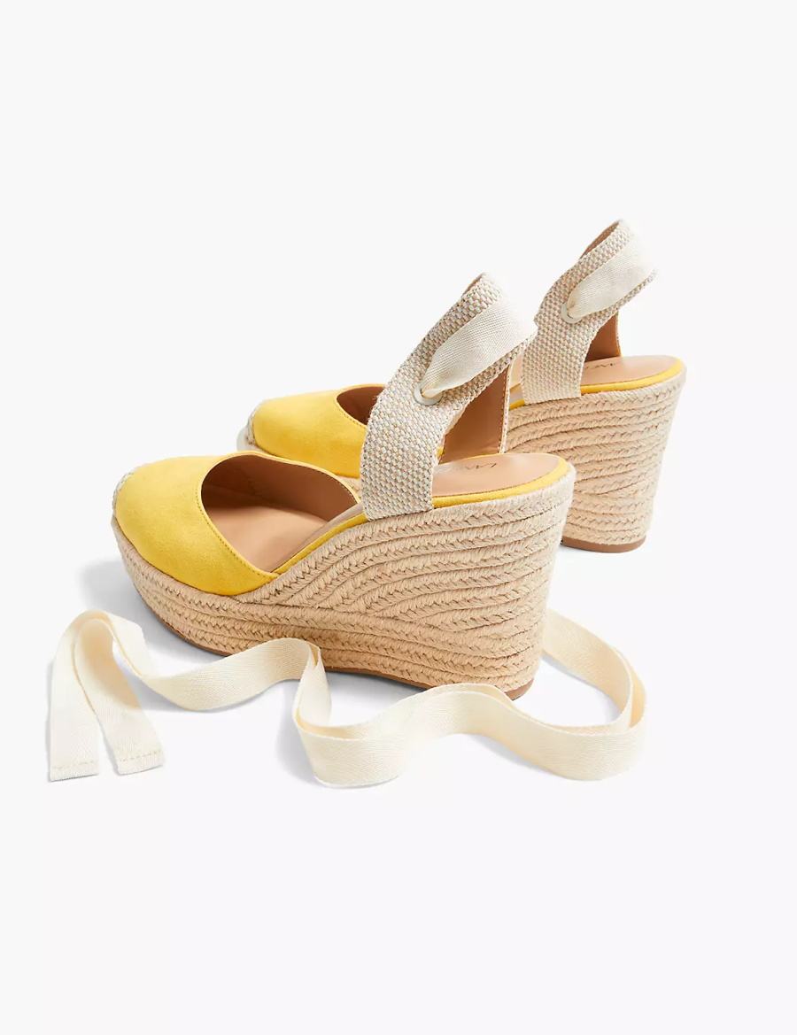 Women Lane Bryant Dream Cloud Ankle-Tie Espadrille Wedge Sandals Yellow | KGI6762GU