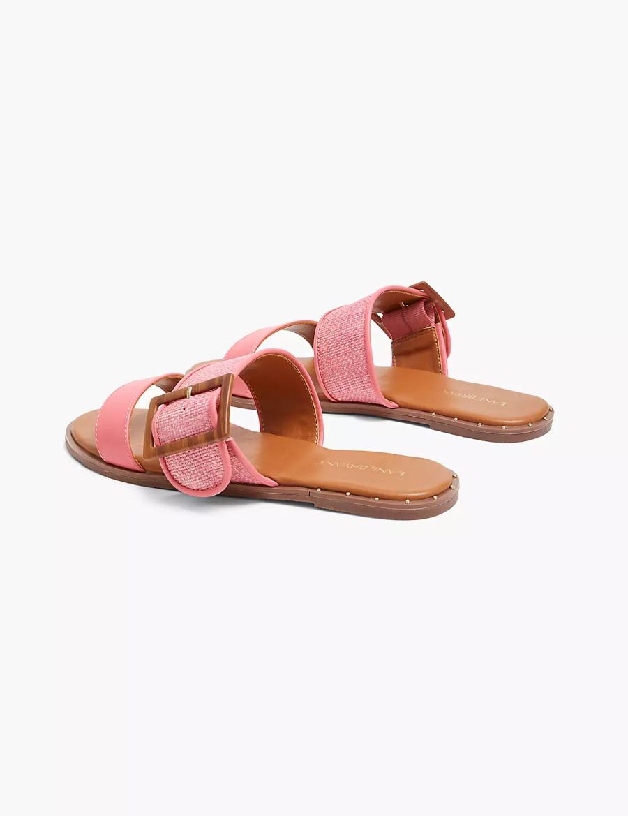 Women Lane Bryant Dream Cloud Buckle Slip-On Flat Sandals Coral | KVF3418CU