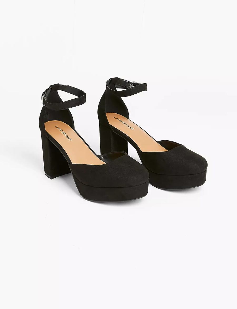 Women Lane Bryant Dream Cloud Closed-Toe Platform Block Heel Heels Sandals Black | EDZ8914YL