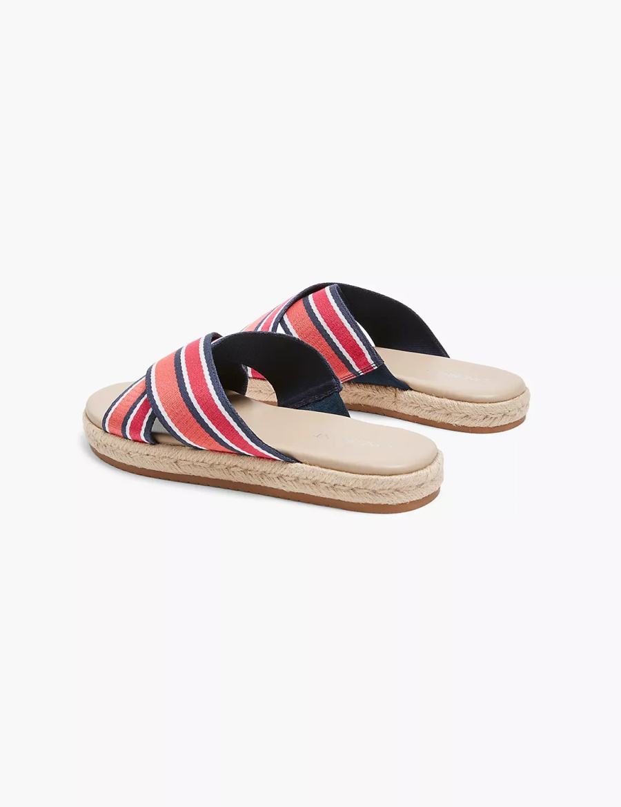 Women Lane Bryant Dream Cloud Criss-Cross Espadrille Slide Sandals Coral | IGS6573TQ