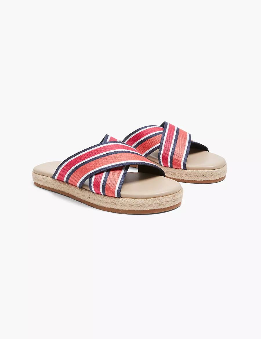 Women Lane Bryant Dream Cloud Criss-Cross Espadrille Slide Sandals Coral | IGS6573TQ