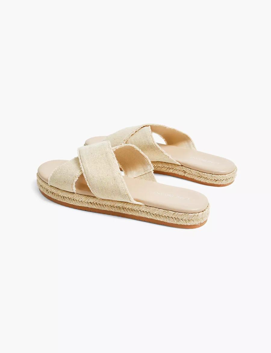 Women Lane Bryant Dream Cloud Criss-Cross Espadrille Slide Sandals Beige | AAO4328DR