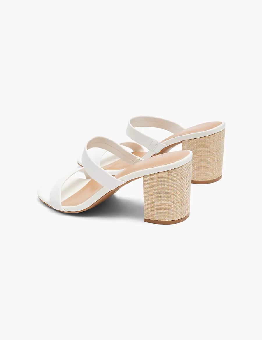 Women Lane Bryant Dream Cloud Double-Band Low Block Heel Heels Sandals White Rose | FAF5451PJ