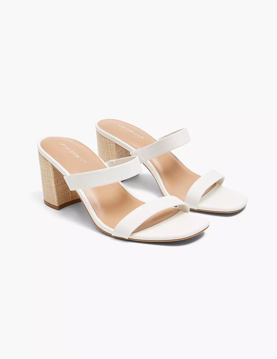 Women Lane Bryant Dream Cloud Double-Band Low Block Heel Heels Sandals White Rose | FAF5451PJ