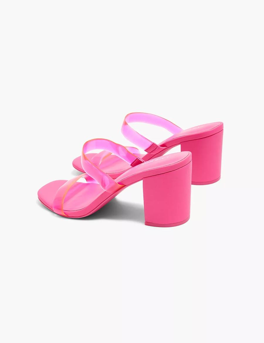 Women Lane Bryant Dream Cloud Double-Band Low Block Heel Heels Sandals Pink | HUR1628QC